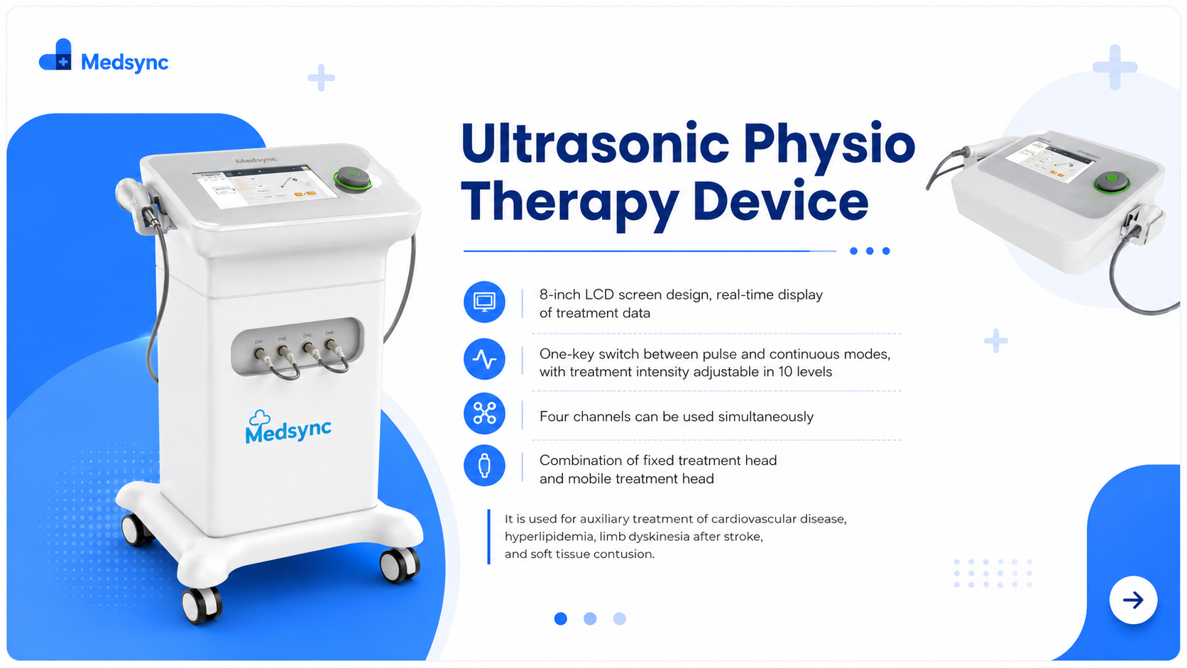 Blue White Modern Medical Healthcare Presentation-Ultrasonic Therapy device